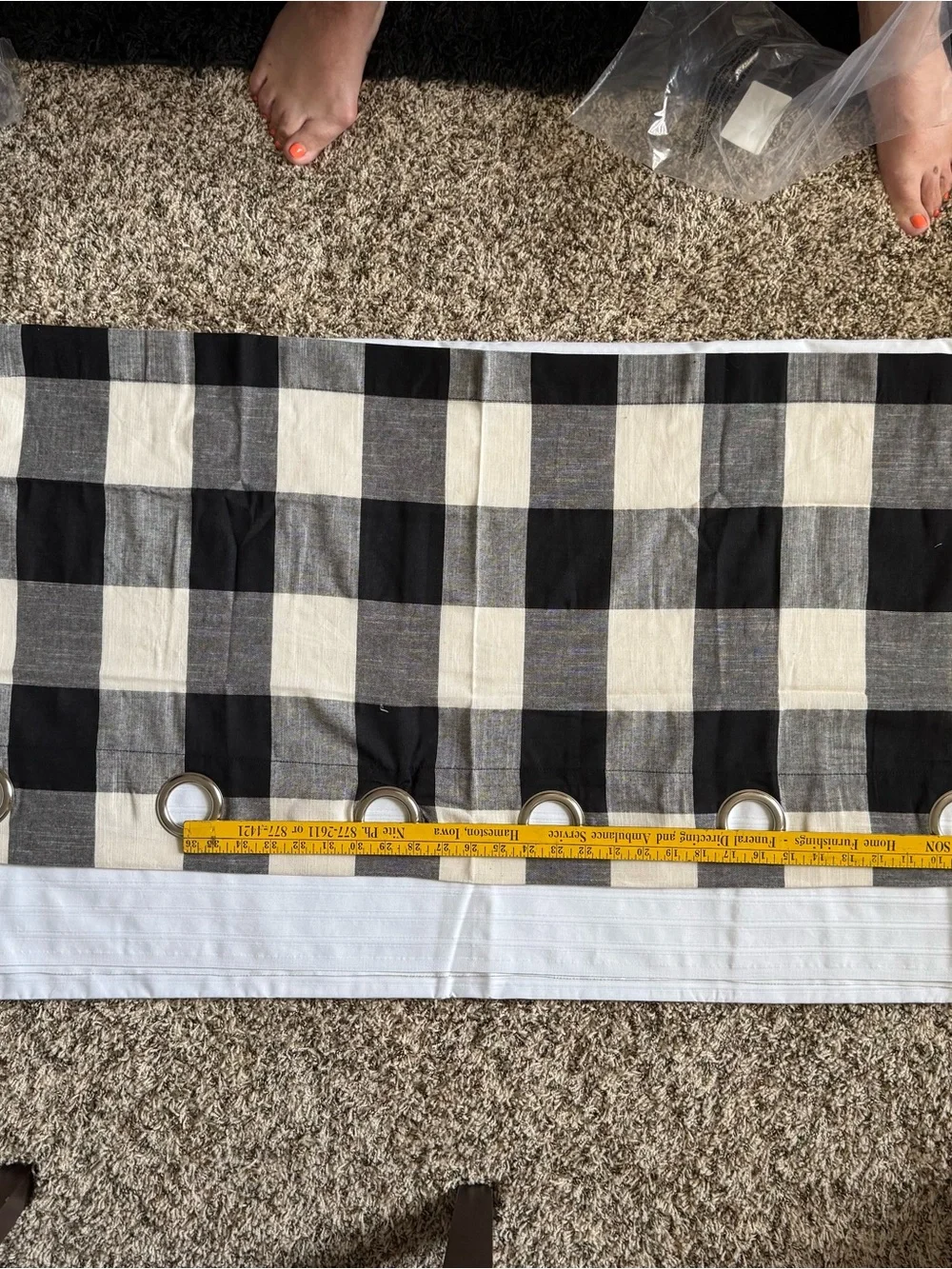 Black and Cream Buffalo Check Grommet Curtain Panels - Set of 2